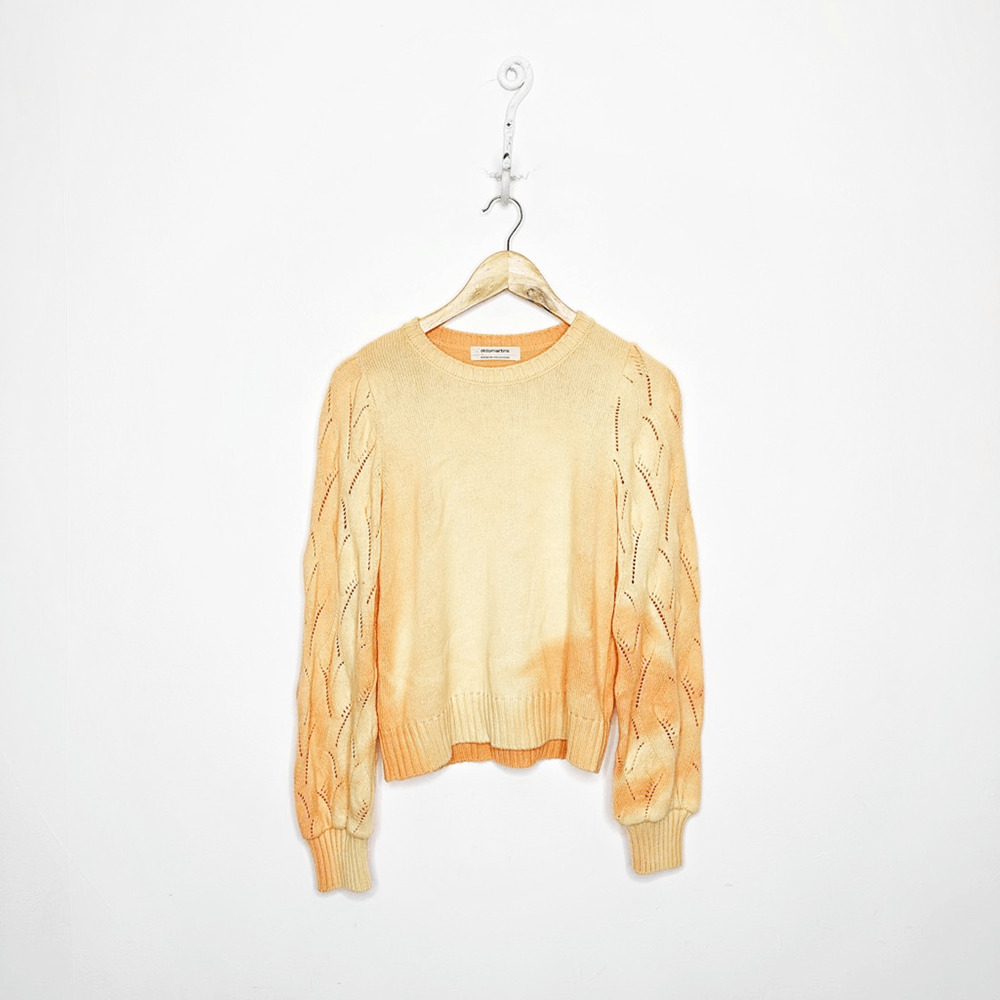 ALDO MARTINS Merino Wool Alpaca TIE Dye Sweater orange puffy sleeve women's 6